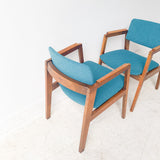 Pair of United Chair Co Chairs with New Teal Upholstery