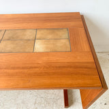 Danish Teak Tile Top Dining Table w/ Drop Down Removable Leaves