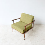 Mid Century Lounge Chair with New Green Upholstery