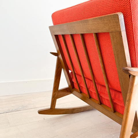 Mid Century Rocker w/ New Orange Upholstery – Atomic Furnishing & Design