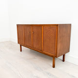 Mid Century Modern Cane Front Buffet w/ Brass Door Knobs