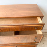 Mid Century Dixie Highboy Dresser with Unique Drawer Pulls