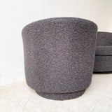 Pair of Vintage Swivel Rockers with New Charcoal Grey Tweed Upholstery