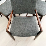 Set of 6 Rosewood Colored Dining Chairs w/ New Upholstery