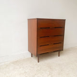 Mid Century Modern Walnut Highboy Dresser on Tapered Legs