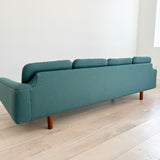 Danish Sofa on Teak Legs w/ New Teal Upholstery