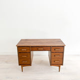 Mid Century Desk w/ Finished Back & New Solid Top