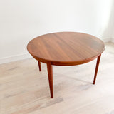 Danish Teak Round Dining Table w/ 3 Leaves