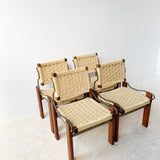 Set of 4 Vintage Woven Dining Chairs