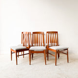 Set of 6 Teak High Back Dining Chairs w/ New Upholstery