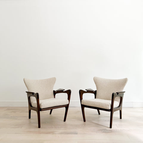 Pair of Adrian Pearsall Wingback Lounge Chairs