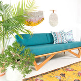 Mid Century Inspired Cherry Boomerang Platform Sofa