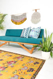 Mid Century Inspired Cherry Boomerang Platform Sofa