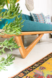 Mid Century Inspired Cherry Boomerang Platform Sofa