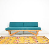 Mid Century Inspired Cherry Boomerang Platform Sofa