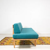 Mid Century Inspired Cherry Boomerang Platform Sofa