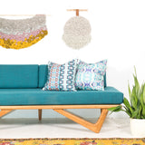 Mid Century Inspired Cherry Boomerang Platform Sofa