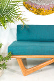 Mid Century Inspired Cherry Boomerang Platform Sofa