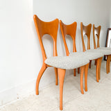 Set of 4 Sculpted Dining Chairs with New Upholstery