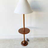 Mid Century Modern Solid Walnut Floor Lamp with Table
