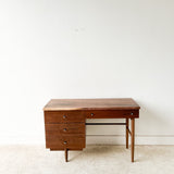 Mid Century Stanley Desk with New Solid Walnut Slab Top