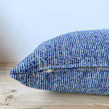 Multi Blue Stripe Chenille Lumbar Pillow 14x24