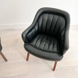 Pair of Black Naugahyde Mid Century Lounge Chairs