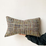 Checkered Chartreuse/Teal/Grey Lumbar Pillow