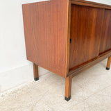 Mid Century Walnut Record Cabinet w/ Sliding Doors