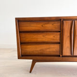 Mid Century Walnut Low Dresser w/ Sculpted Drawer Pulls