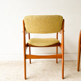 Pair of Teak Occasional Chairs w/ New Yellow Upholstery