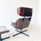 Mid Century Plycraft Chair and Ottoman w/ New Grey Upholstery