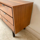 Mid Century Low 9 Drawer Dresser with Metal Drawer Pulls