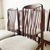 Set of 6 Sculpted Rosewood Dining Chairs w/ New Upholstery