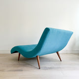 Adrian Pearsall Wave Chaise w/ New Blue Upholstery