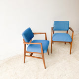 Pair of Occasional Chairs w/ New Electric Blue Upholstery