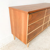 Mid Century Two Tone 9 Drawer Dresser by Bassett