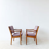Pair of Mid Century Gunlocke Chairs w/ New Mauve Upholstery