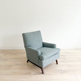 Mid Century Lounge Chair w/ New Light Blue/Grey Upholstery