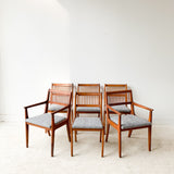 Set of 6 Mid Century Dining Chairs w/ New Upholstery