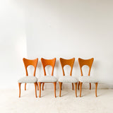 Set of 4 Sculpted Dining Chairs with New Upholstery