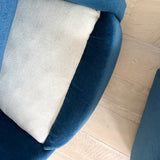 Pair of Modern Swivel Rocker Lounge Chairs w/ New Blue Upholstery
