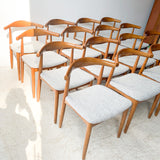 Set of 8 Modern Hans Wegner Style Elbow Dining Chairs w/ New Upholstery