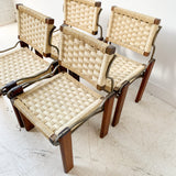 Set of 4 Vintage Woven Dining Chairs