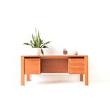 Danish Teak Desk with Floating Cabinets