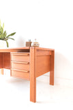 Danish Teak Desk with Floating Cabinets