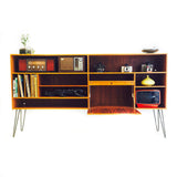 Danish Teak Media Cabinet/Bar on Hairpin Legs