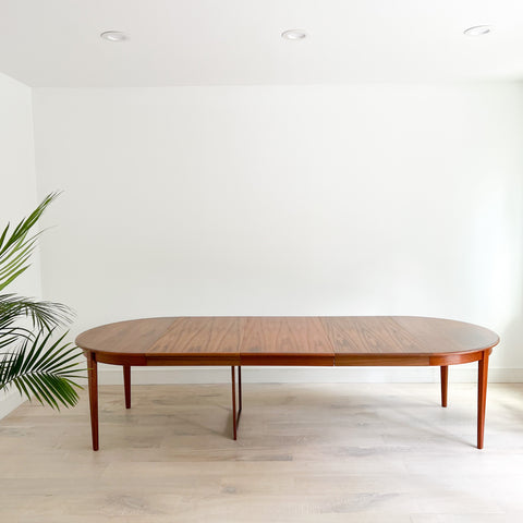 Danish Teak Round Dining Table w/ 3 Leaves