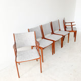 Set of 5 Teak Dining Chairs with New Upholstery