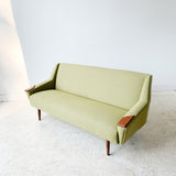 Mid Century Modern Sofa with New Light Green Upholstery